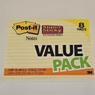3M Post-it Super Sticky Notes Value Pack 8 Pads 4 X 6IN 90 Sheets Each. Fixed Price $6.11.