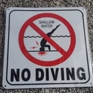 Metal Double Sided Pool Sign No Diving Shallow Water 9-3/4" X. Fixed Price $20.00.