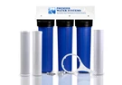 Triple Big Blue 20'' Water Filter System 1" Sediment/carbon BLOCK/KDF55-GAC. Fixed Price $370.00.