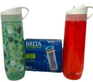 Brita Filtration System (2) Water Bottles With (3) New Replacement Filters -read. Fixed Price $18.00.