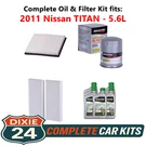 2011 Nissan Titan 5.6L Complete Air, Oil & Cabin Filter Kit (5W-30). Fixed Price $111.95.