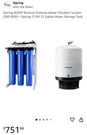 Ispring RCB3P Reverse Osmosis Filtration SYSTEM-300 Gpd +11 Gall Watertank. Fixed Price $500.00.