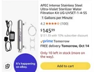 Apec 220V Uv Sterilizer Light Water Purifier 1GPM. Fixed Price $90.99.